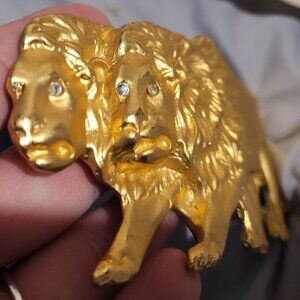 Vintage Laloon Double Lion Belt Buckle